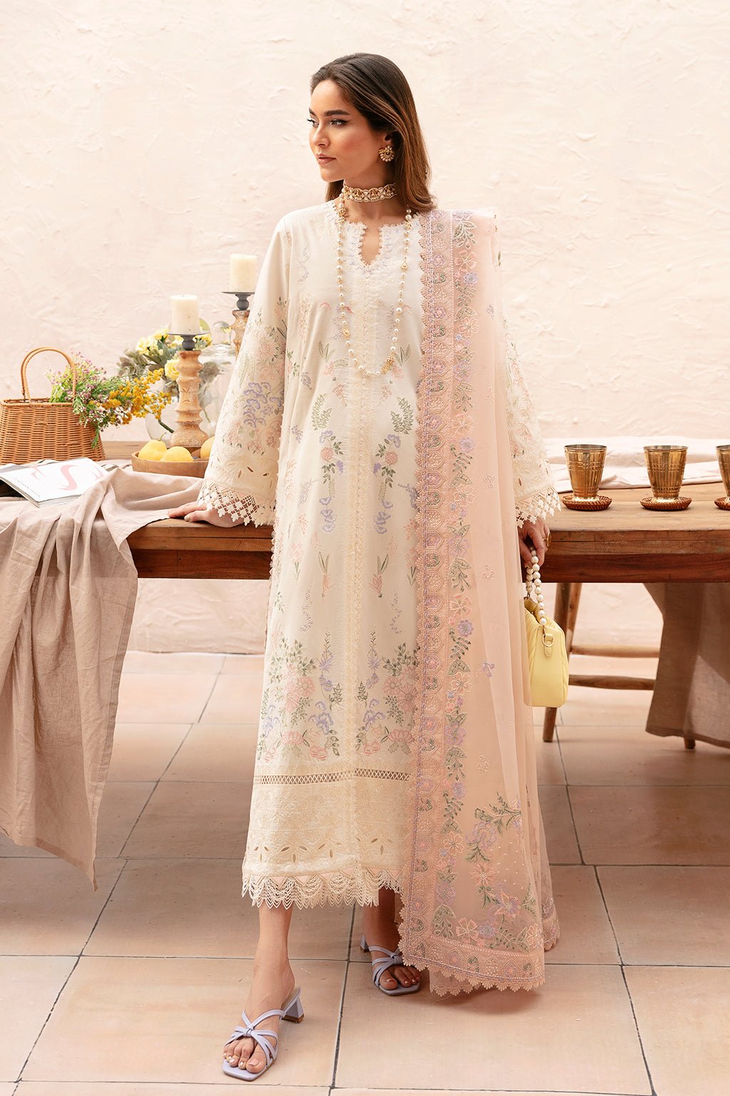 AFROZEH 3PC EMBROIDERED LAWN SUIT (665-Luna)