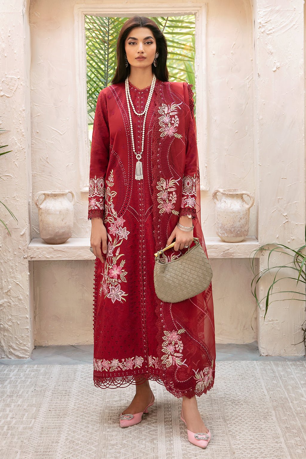 AFROZEH 3PC EMBROIDERED LAWN SUIT (663-Emery)