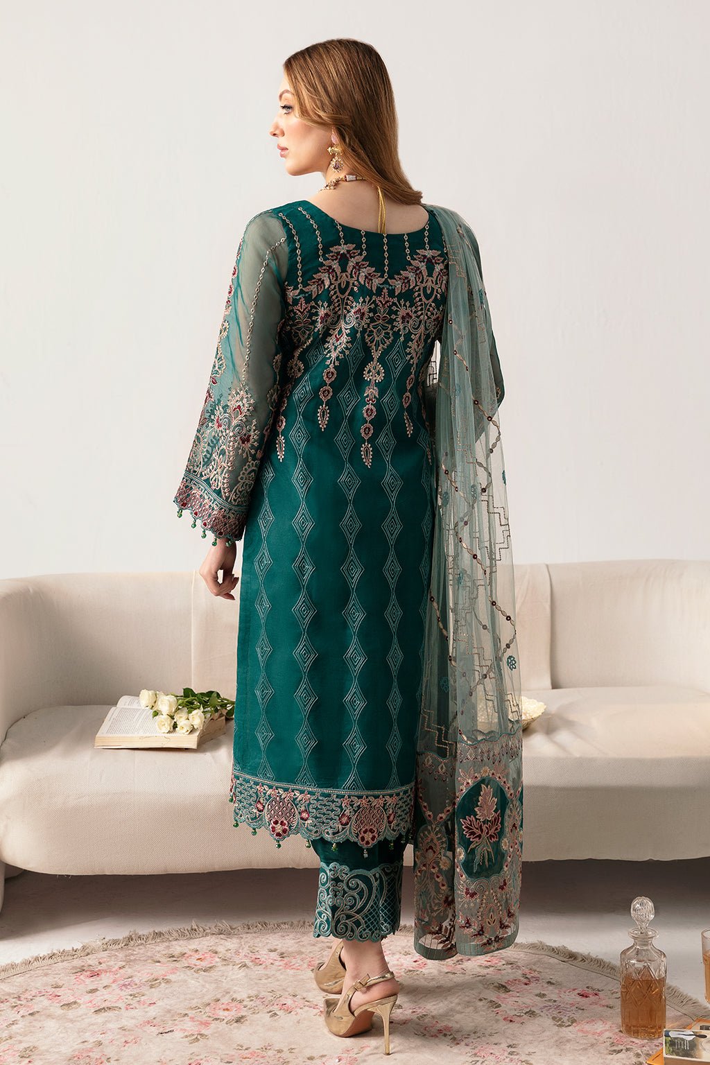 Ramsha 3 Piece Embroidered Organza Suit (M-1101)