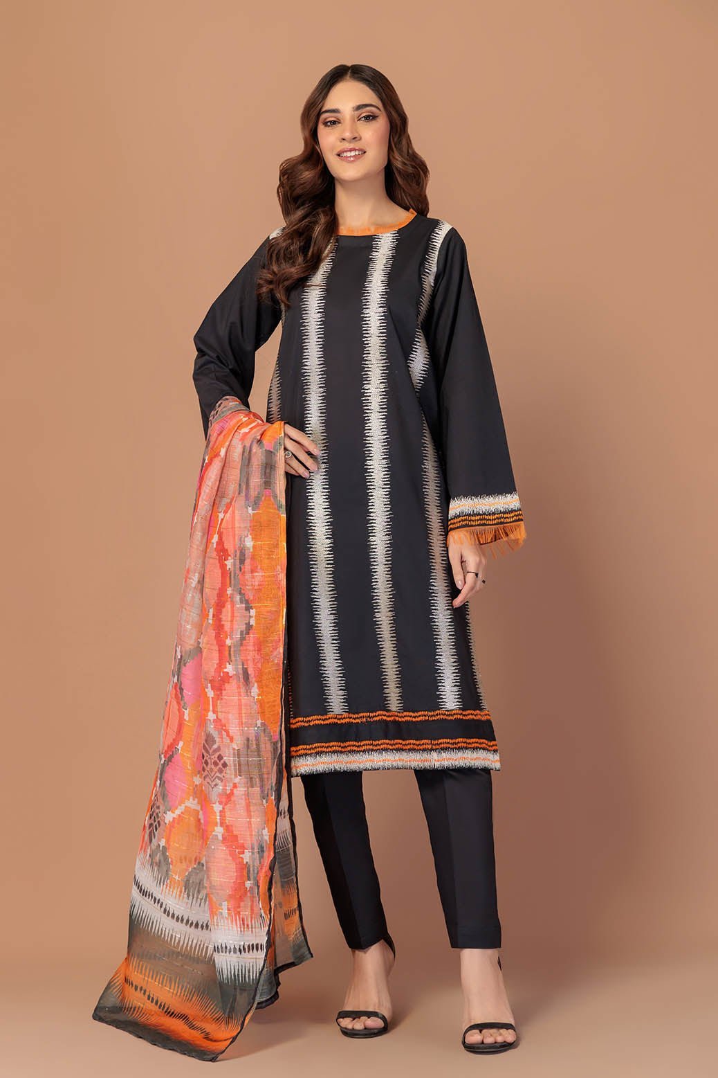BONANZA SATRANGI 3PC EMBROIDERED CAMBRIC SUIT (1S24E3P236)