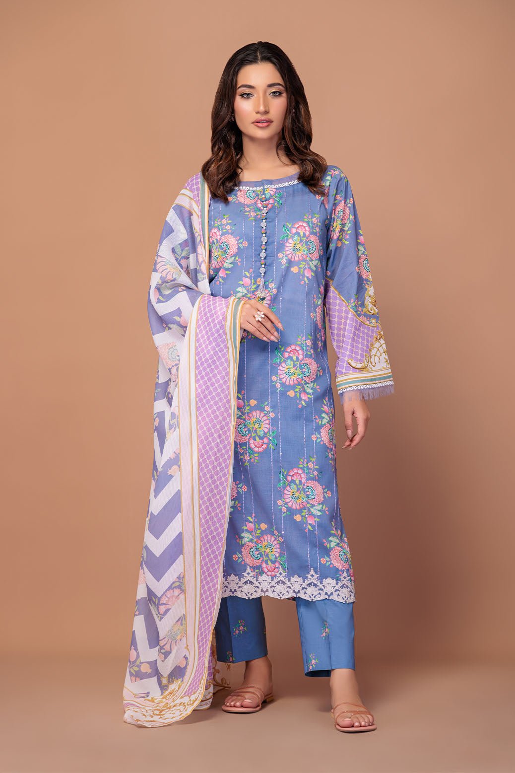 BONANZA SATRANGI 3PC PRINTED LAWN SUIT (1S24E3P557)