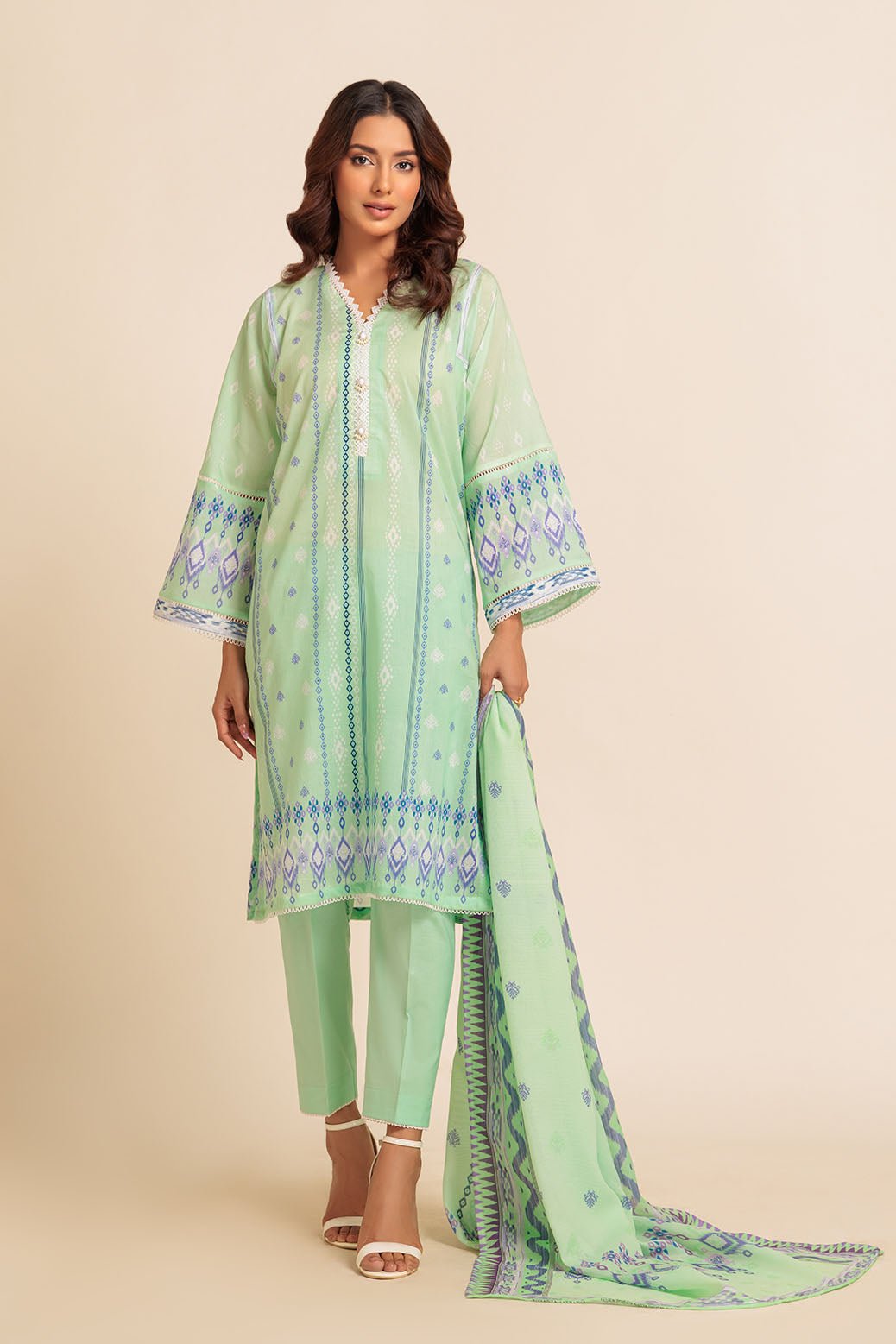 BONANZA SATRANGI 3PC PRINTED LAWN SUIT (1S24P3P042)