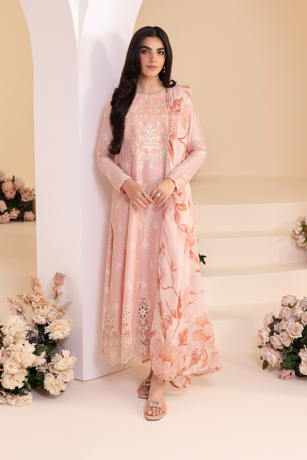 3 PIECE IZNIK EMBROIDERED LAWN SUIT (UE-258)