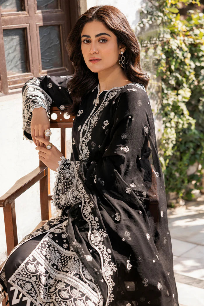 Farasha 3Pc Embroidered Lawn Suit Midnight Glow gulbuy.com