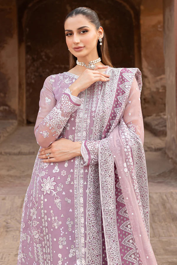 Farasha 3Pc Embroidered Chiffon Suit Pastel Mist gulbuy.com