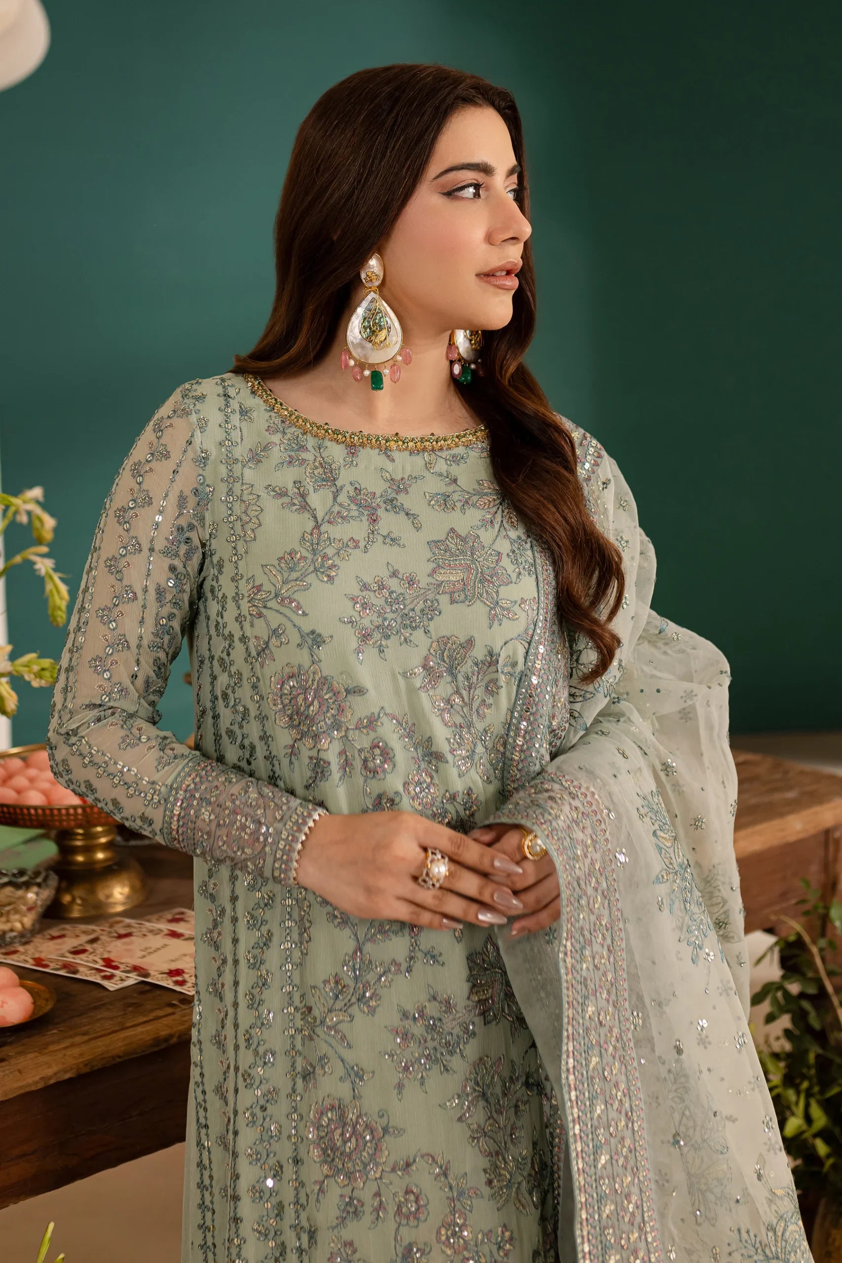 Batik 3Pc Embroidered Organza Suit Abyan gulbuy.com