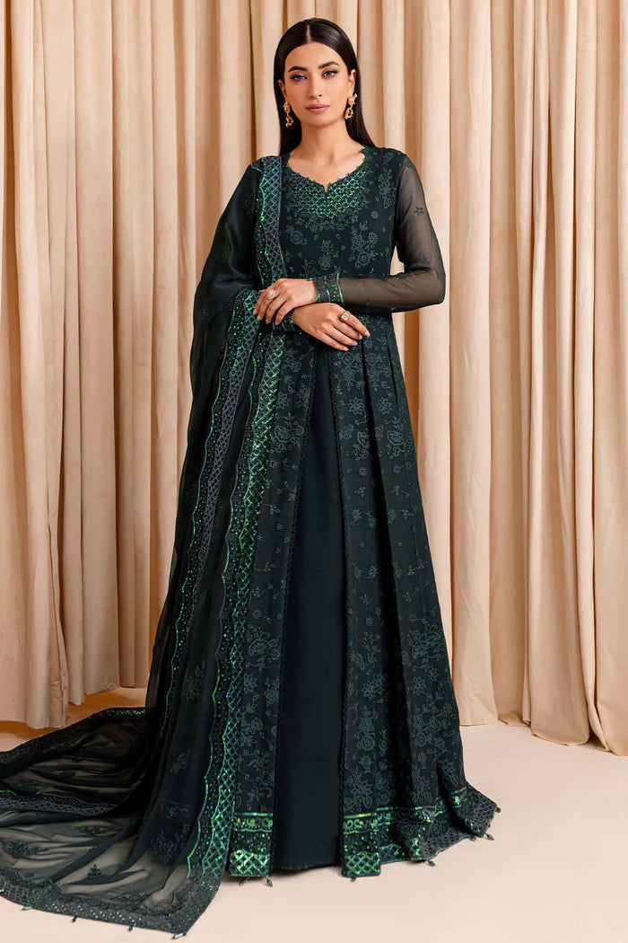 Farasha 3Pc Embroidered Chiffon Suit Enchanted Sage