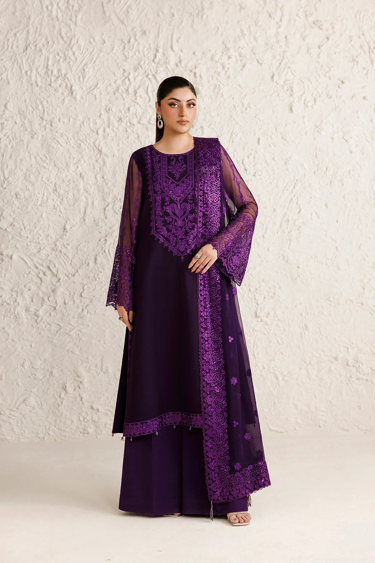 Farasha 3Pc Embroidered Chiffon Suit Viore