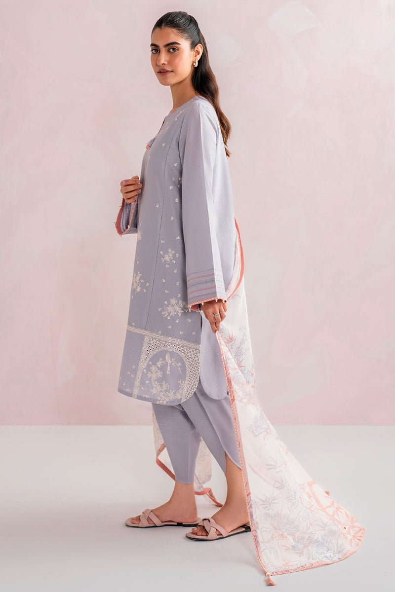 JAZMIN 3 PIECE EMBROIDERED DOBBY LAWN SUIT (USE-9096) gulbuy.com