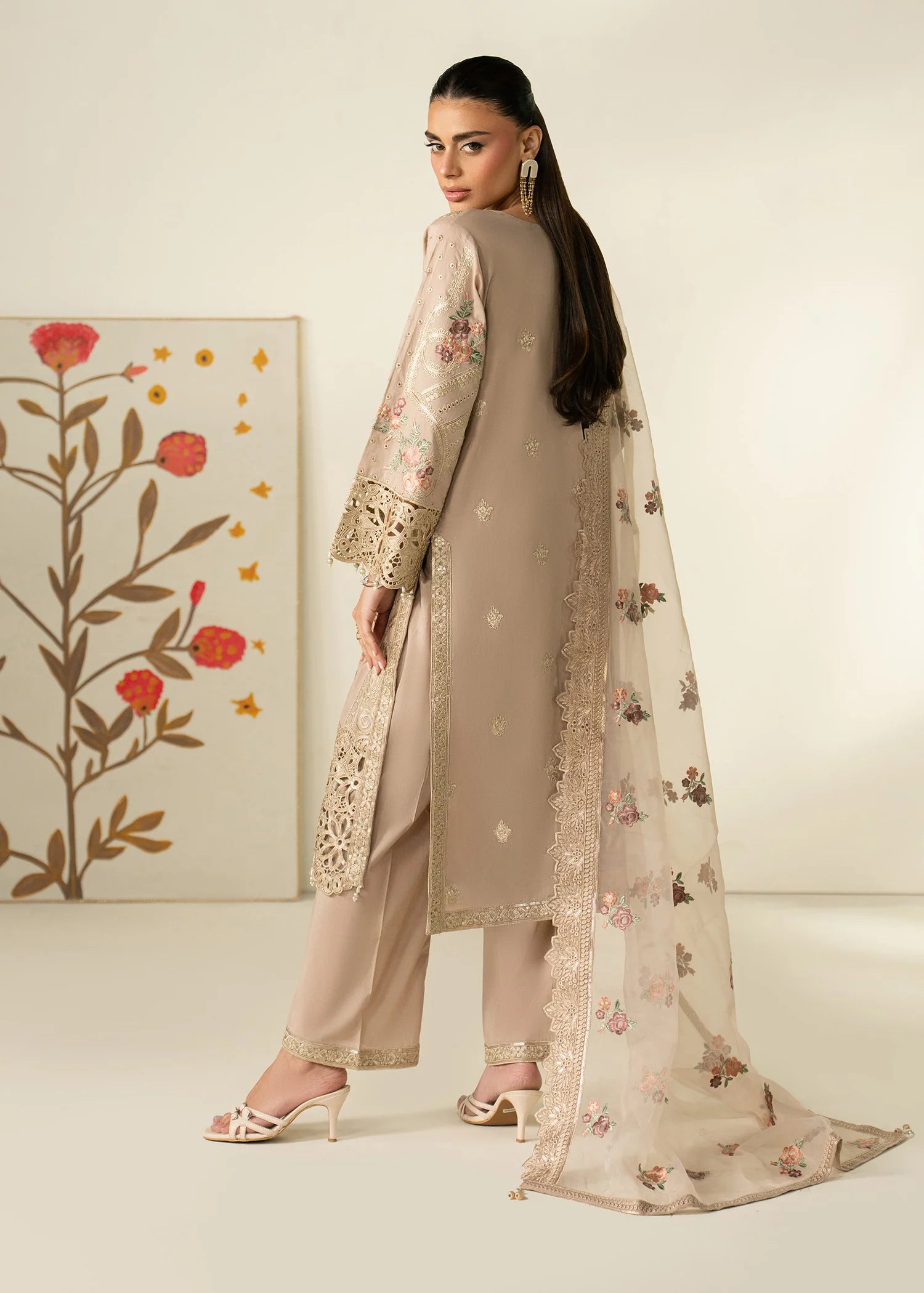 Haseens 3Pc Embroidered Lawn Suit Zehnoor