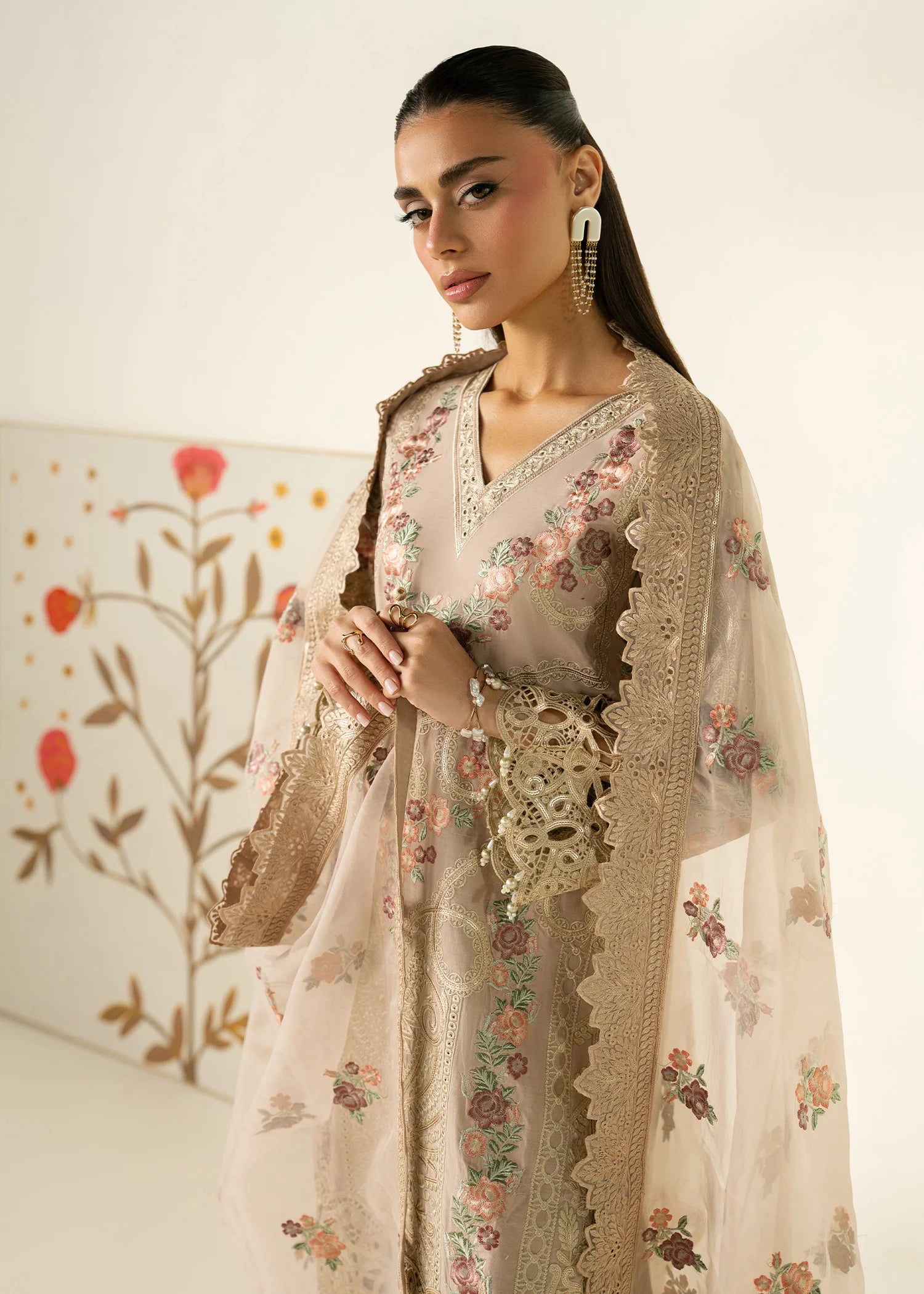 Haseens 3Pc Embroidered Lawn Suit Zehnoor