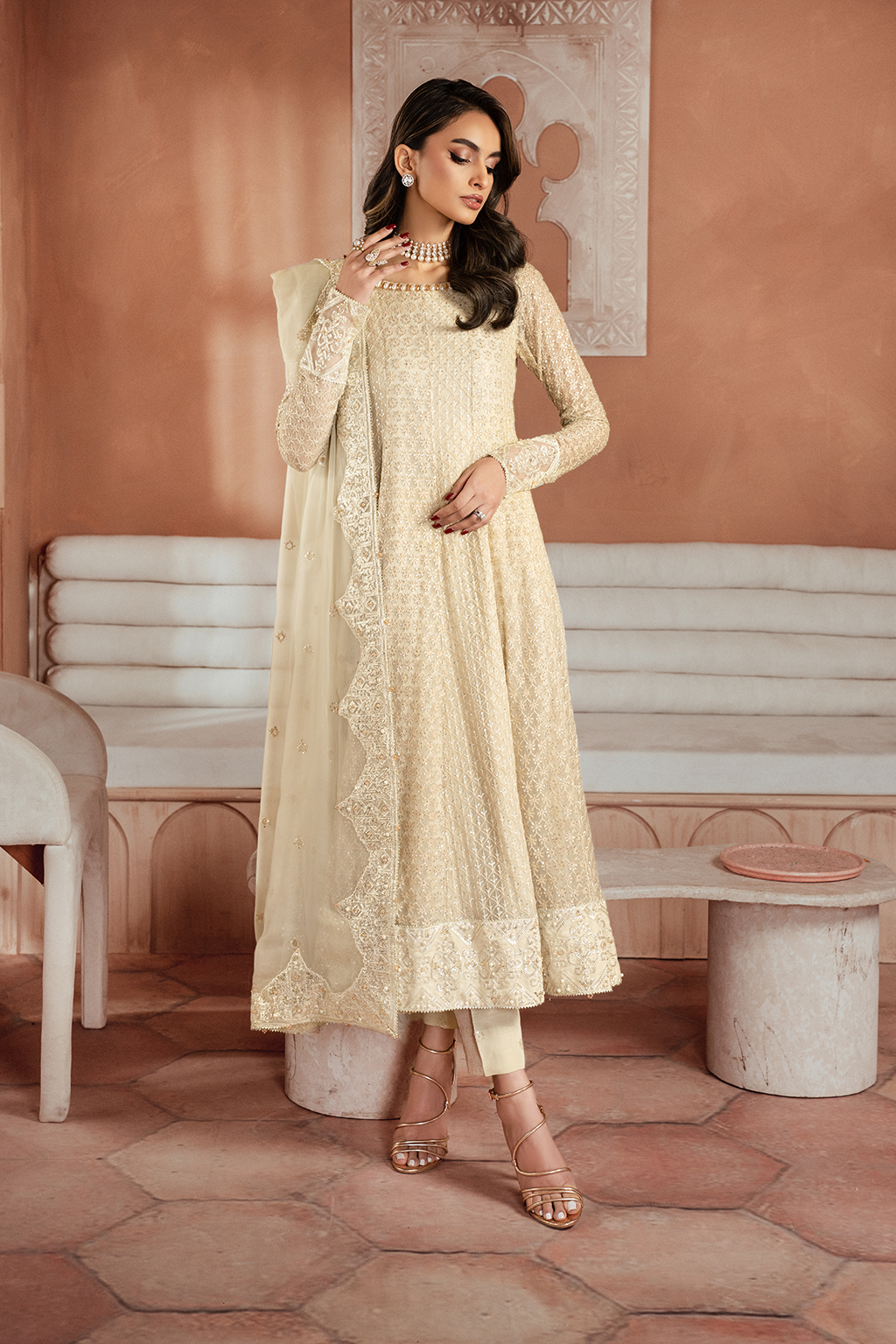 3 PIECE IZNIK EMBROIDERED CHIFFON SUIT (ICK-06)