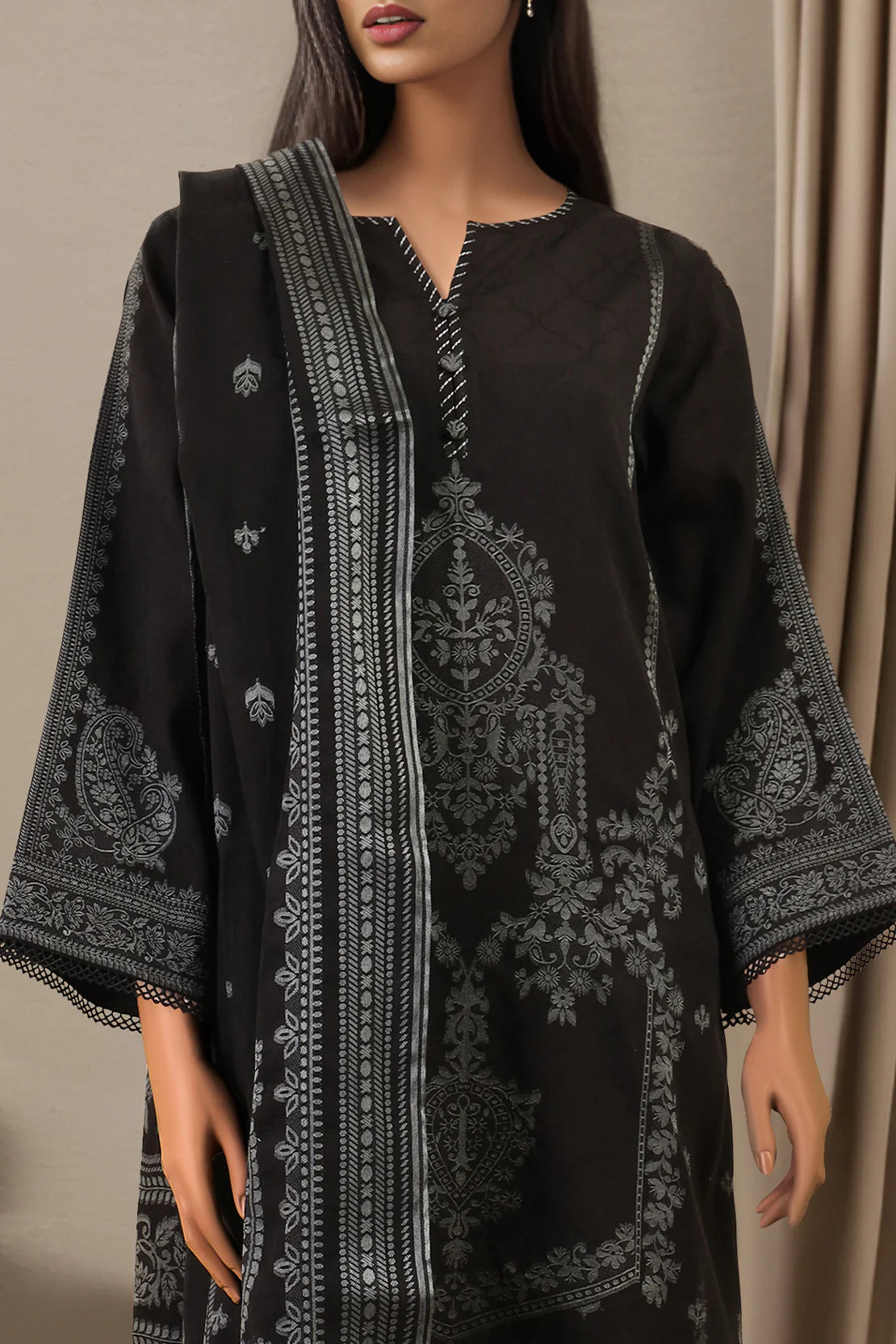 Saya 3Pc Printed Jacquard Suit WUNS-3615 gulbuy.com