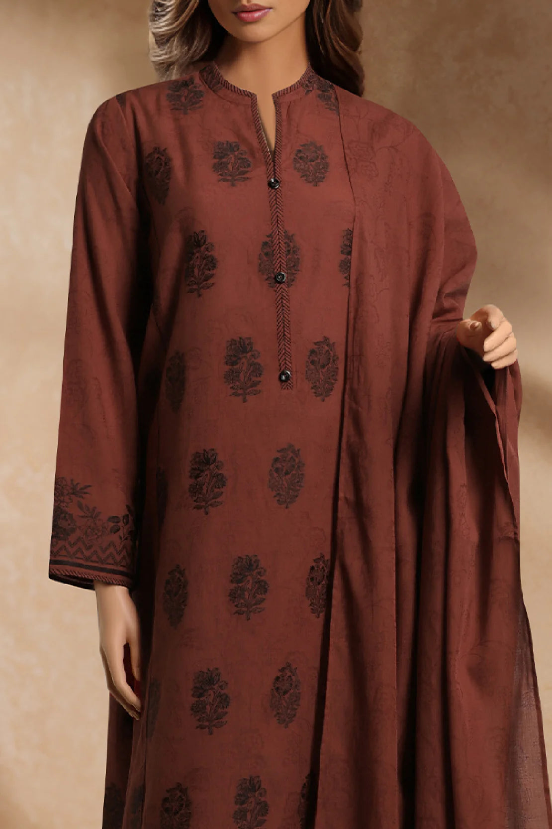 Saya 3Pc Jacquard Cotton Suit WUNS-5389 gulbuy.com