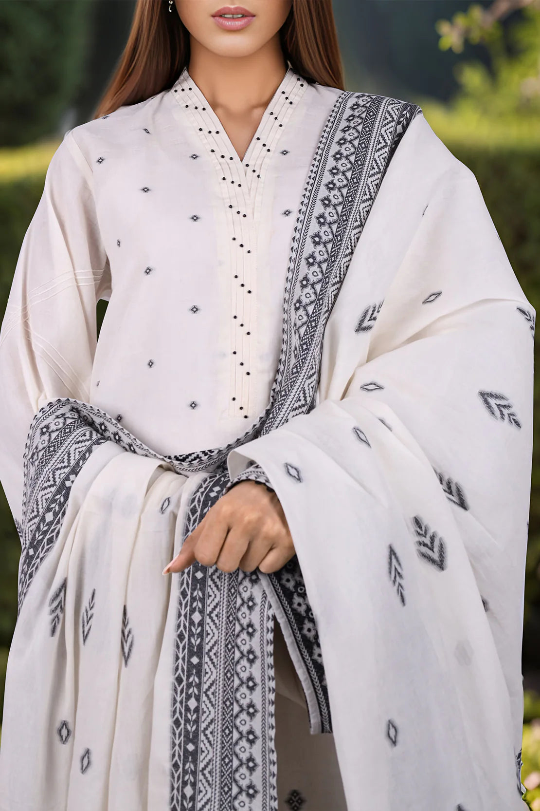 Saya 3Pc Jacquard Cotton Suit WUNS-5736 gulbuy.com