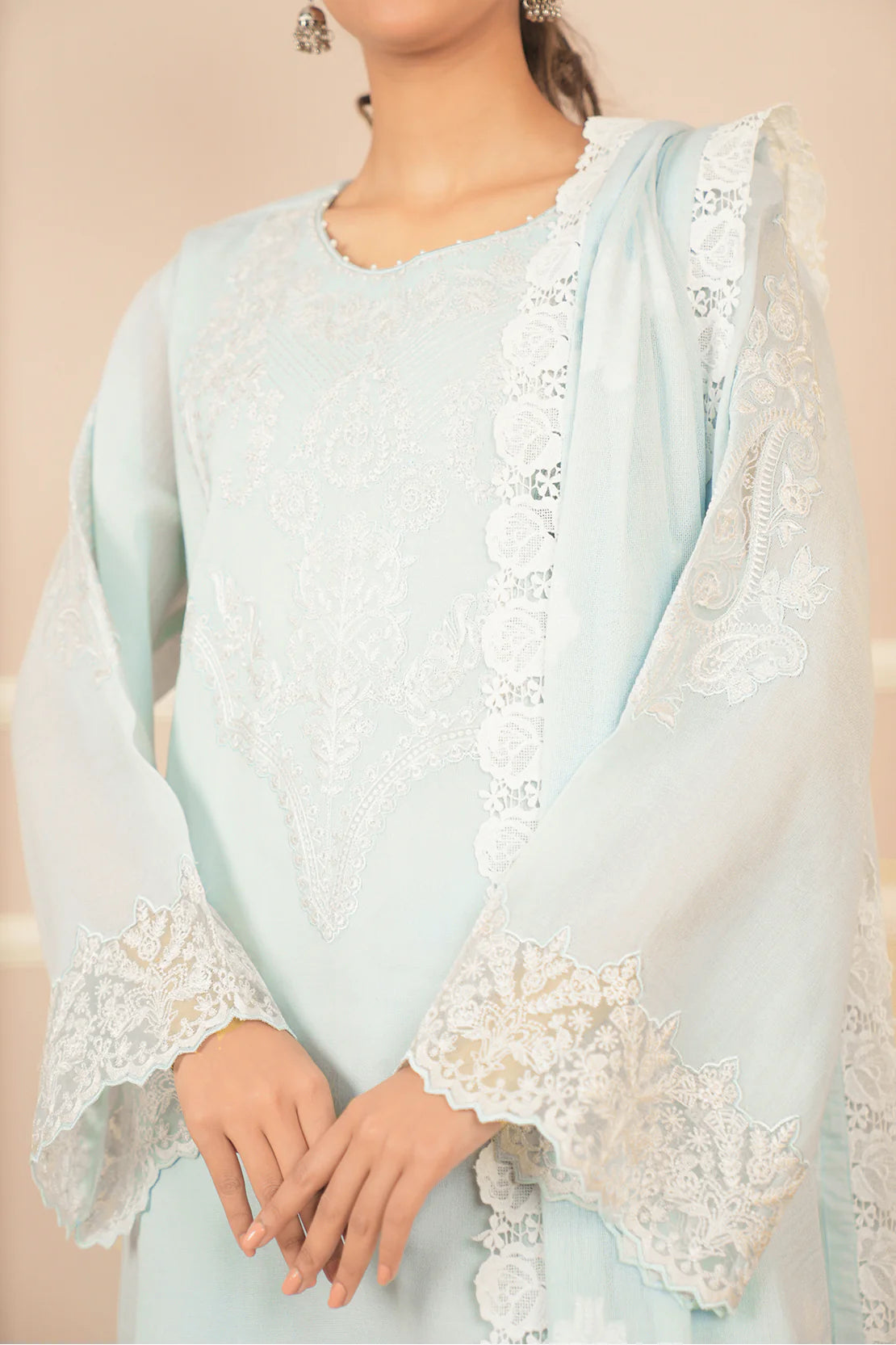 Saya 3Pc Embroidered Cotton Net Suit WUNS-5649 gulbuy.com