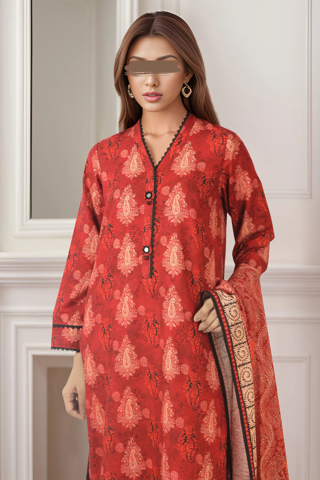 Saya 3Pc Printed Cotton Khaddar Suit U04-24346-11C (SDT) gulbuy.com