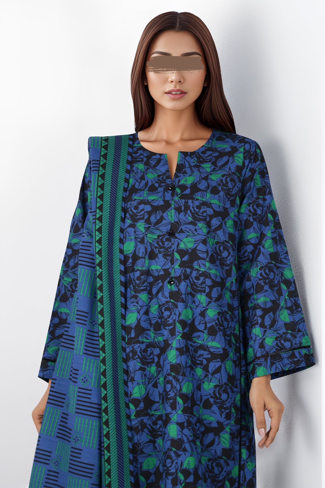 Saya 3Pc Printed Cotton Khaddar Suit U04-24350-06C (SDT) gulbuy.com