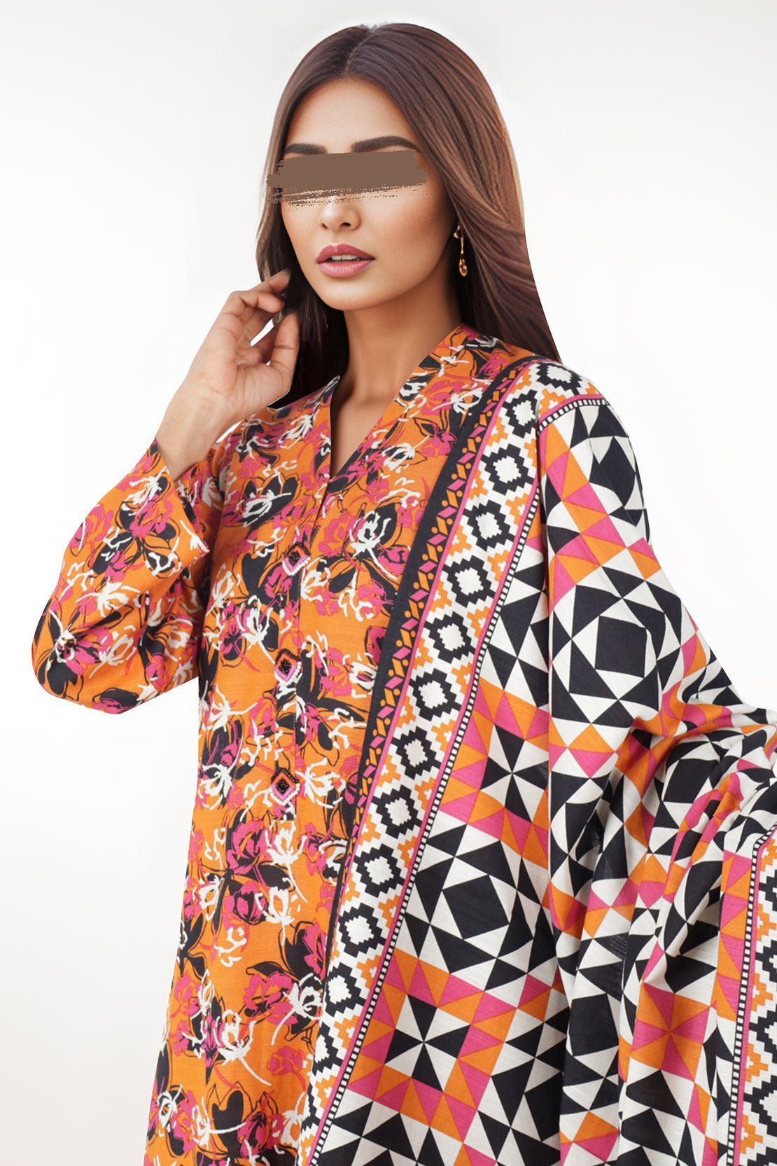 Saya 3Pc Printed Cotton Khaddar Suit U04-24350-07A (SDT) gulbuy.com