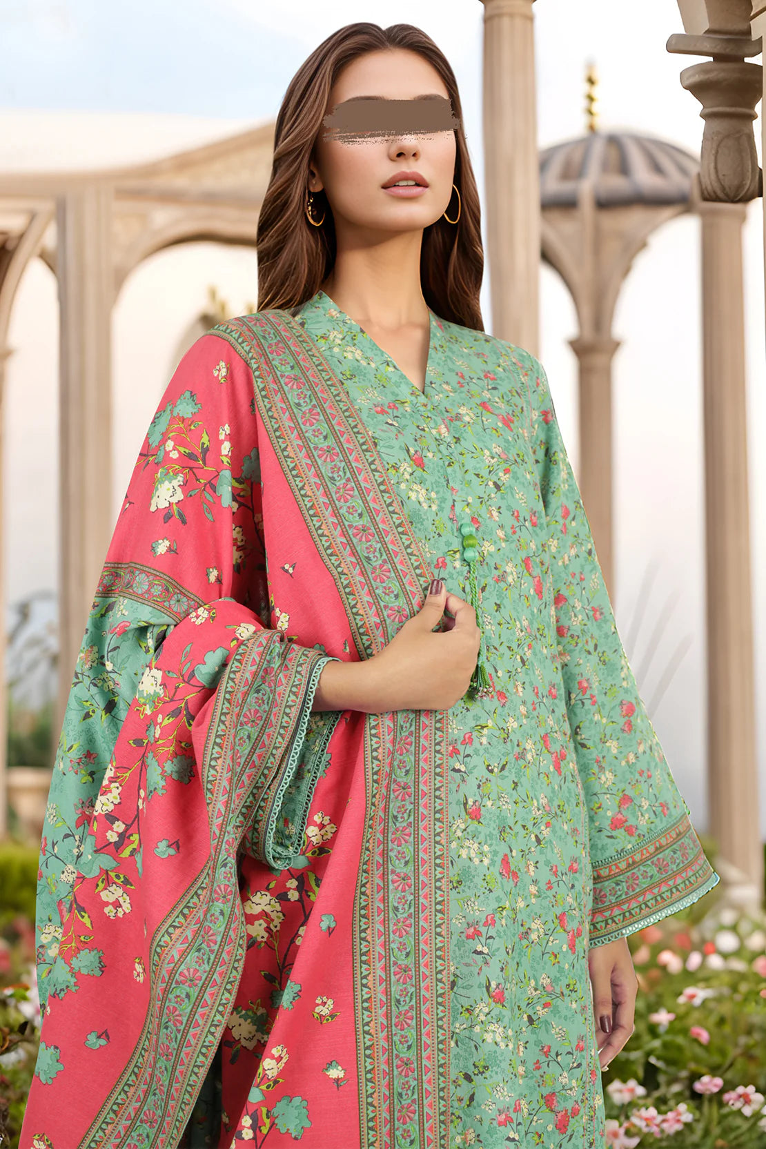 Saya 3Pc Printed Viscose Khaddar Suit U04-24356-61D (SDT) gulbuy.com