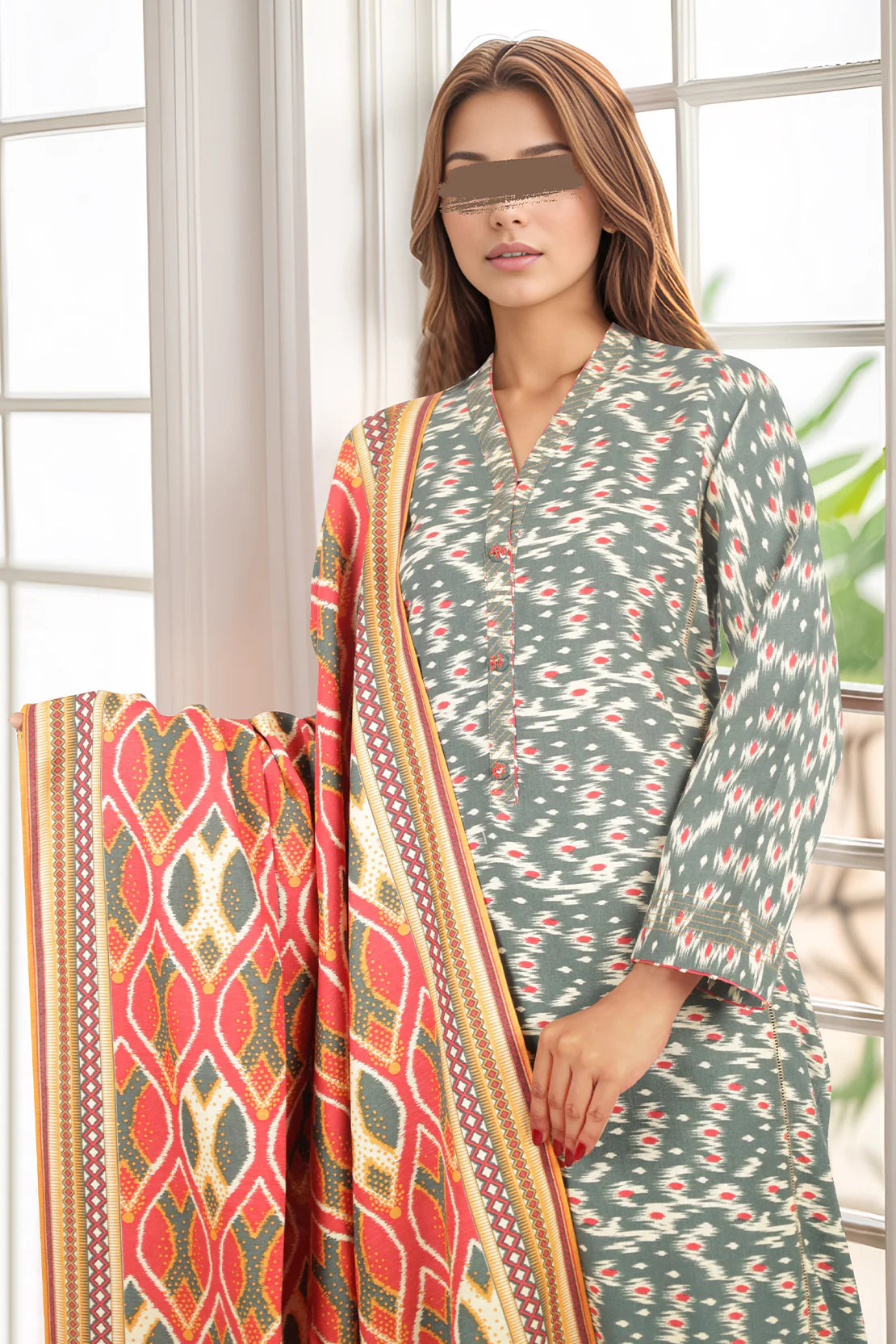 Saya 3Pc Printed Viscose Khaddar Suit U04-24356-66A (SDT) gulbuy.com