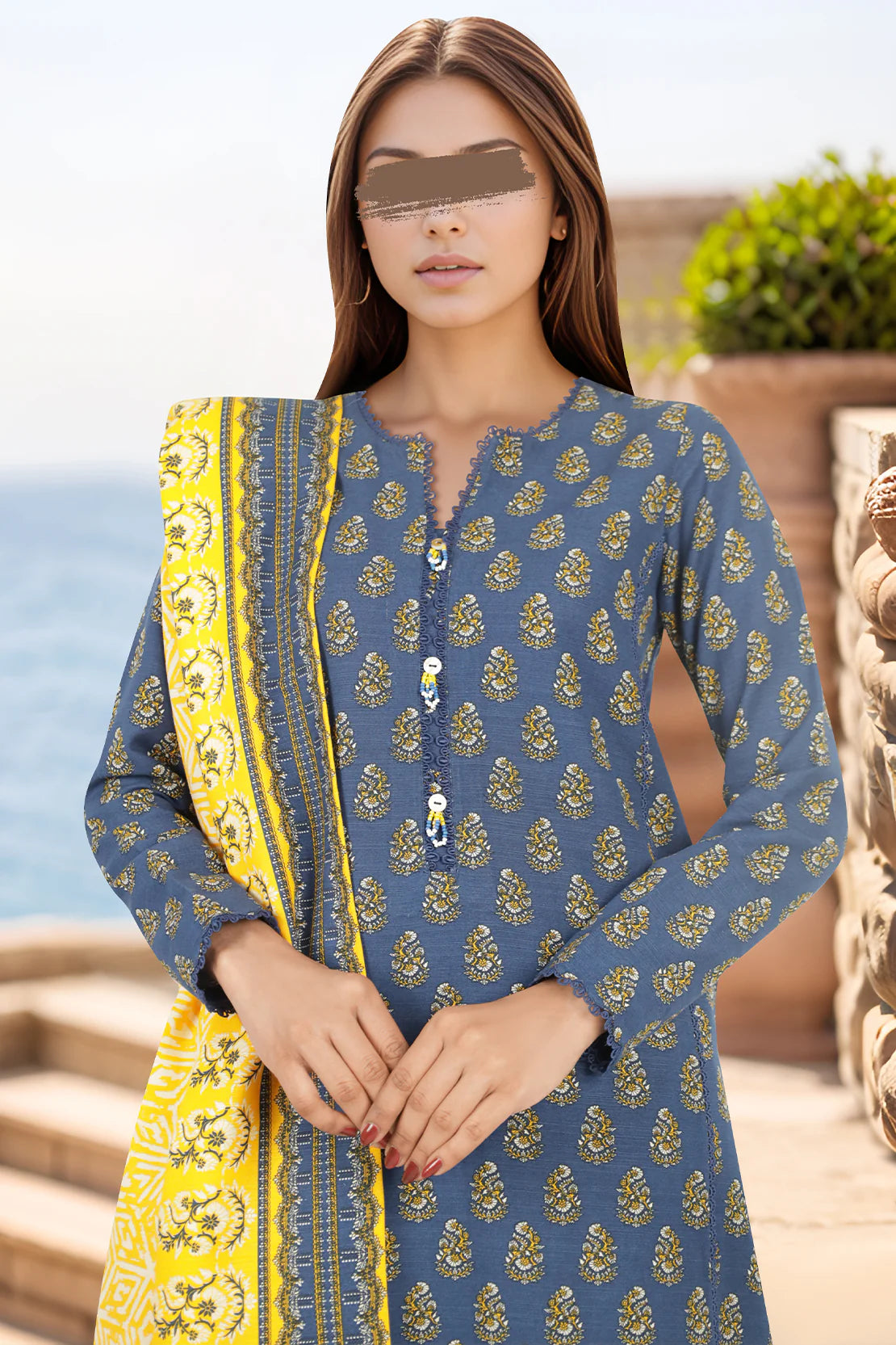 Saya 3Pc Printed Viscose Khaddar Suit U04-24356-69A (SDT) gulbuy.com