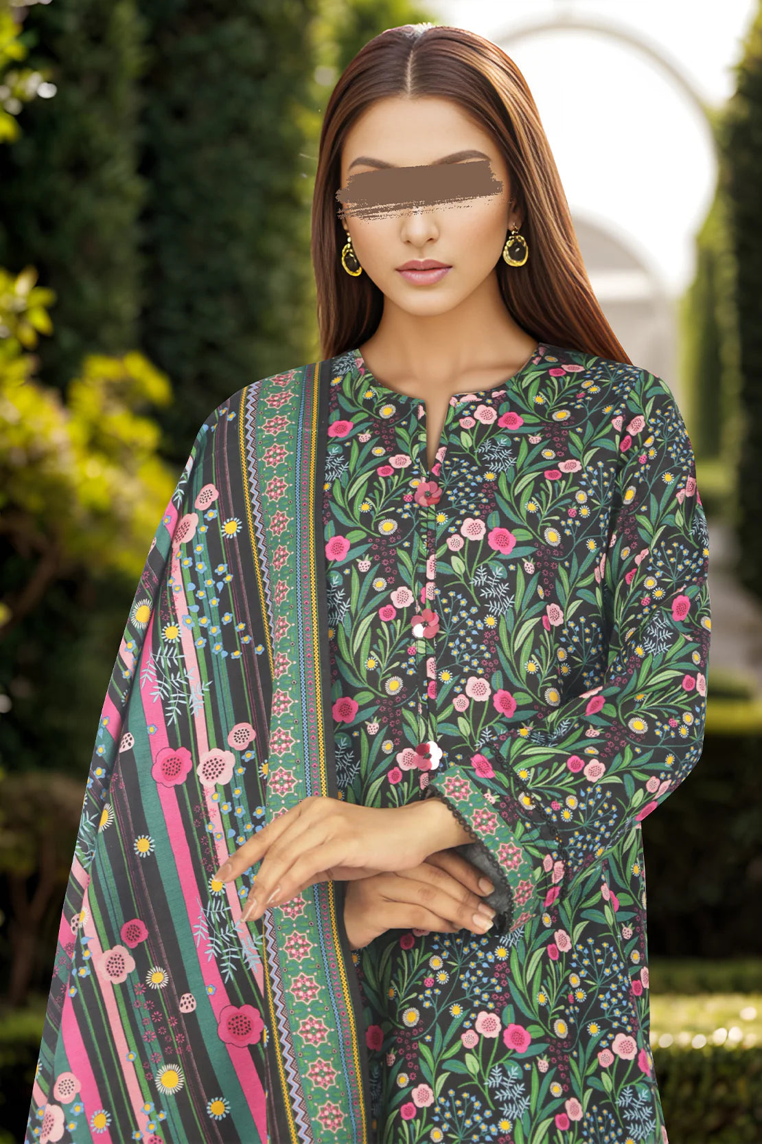 Saya 3Pc Printed Cotton Khaddar Suit U04-24406-27A (SDT) gulbuy.com