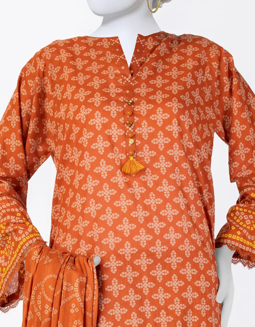 J. 3Pc Printed Lawn Suit JLAWN-S-25-806 gulbuy.com