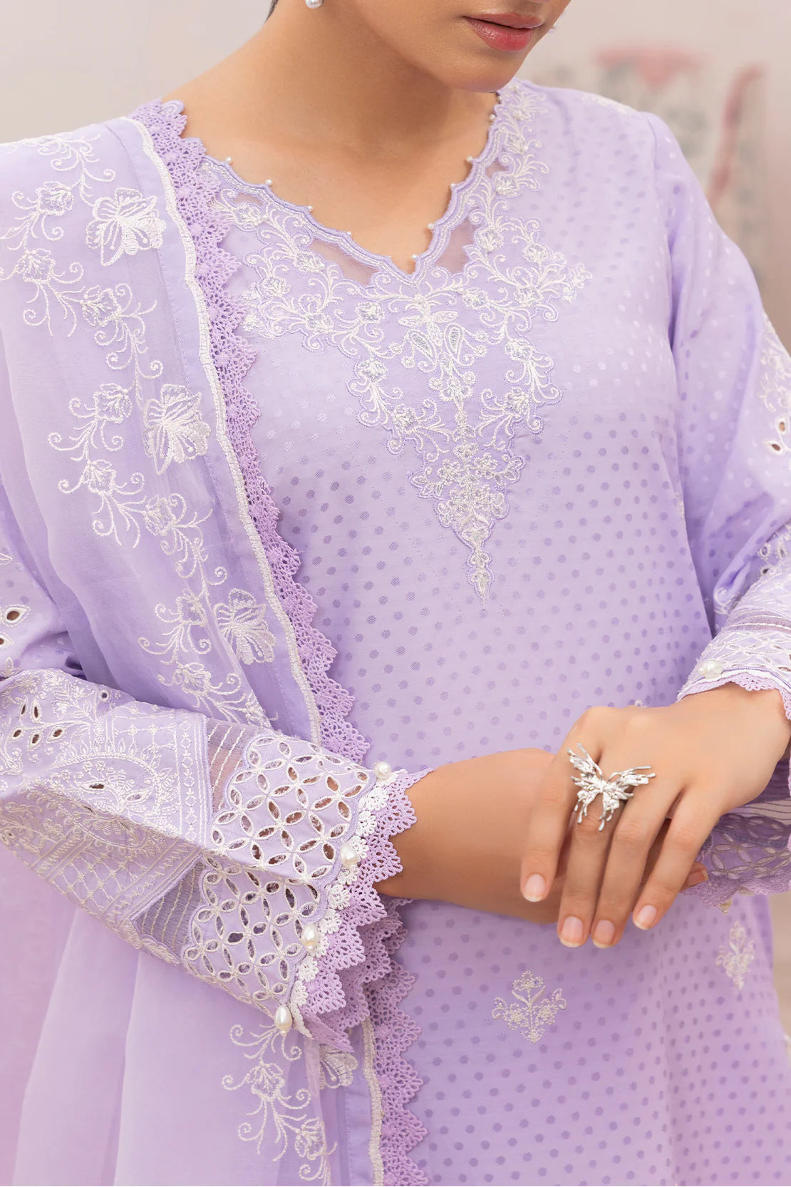 Saya 3Pc Embroidered Self Jacquard Suit WUNS-5951 gulbuy.com