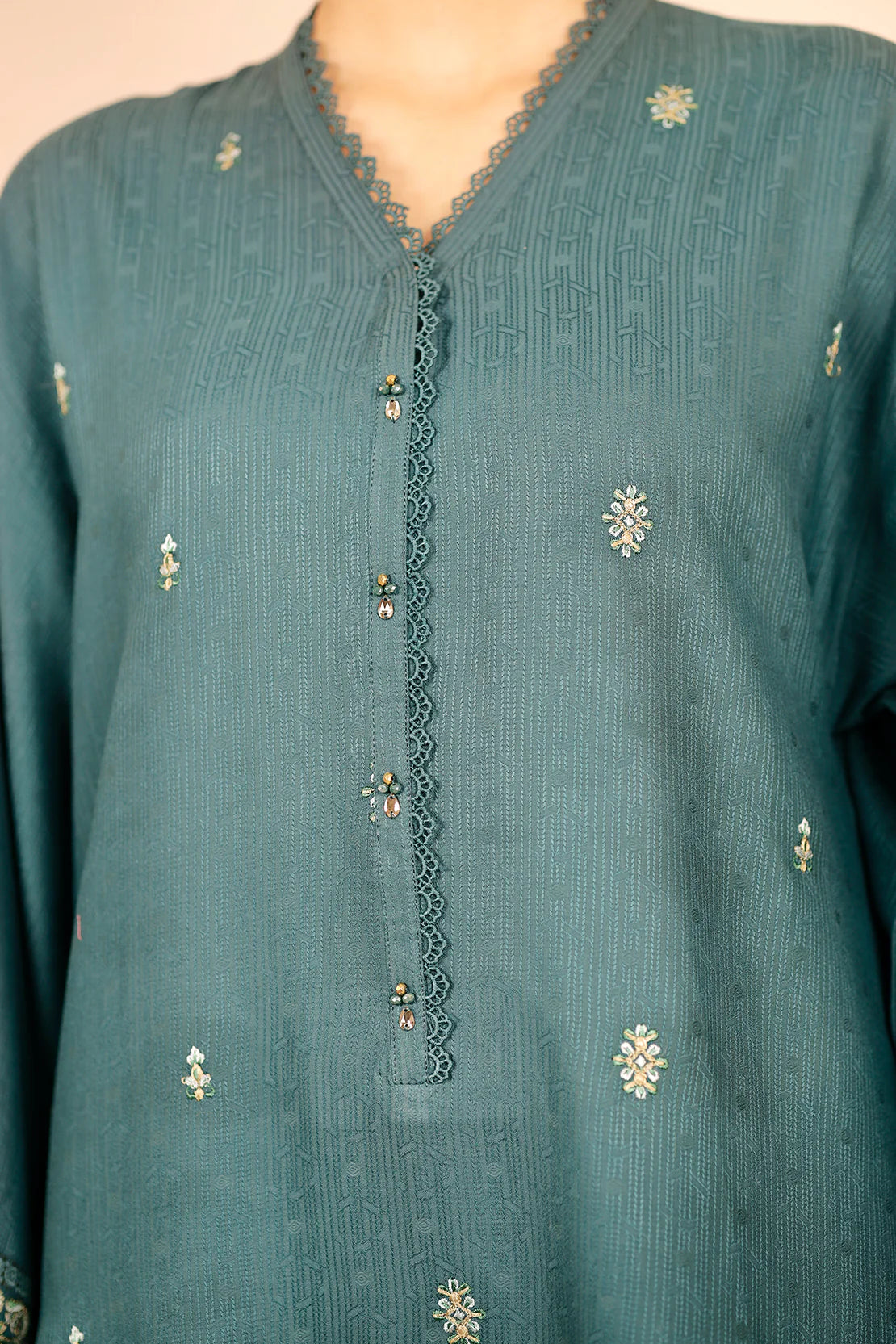 Saya 3Pc Embroidered Self Jacquard Suit WUNS-5376 gulbuy.com