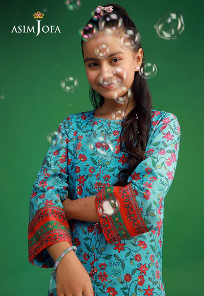 Asim Jofa 2Pc Printed CAMBRIC Kids Suit AJKP-08 gulbuy.com