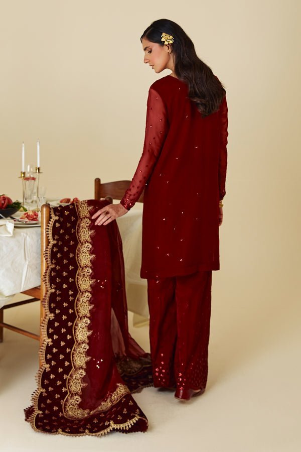 BAROQUE 2PC EMBROIDERED CHIFFON SUIT (BQU-UF-D258) gulbuy.com