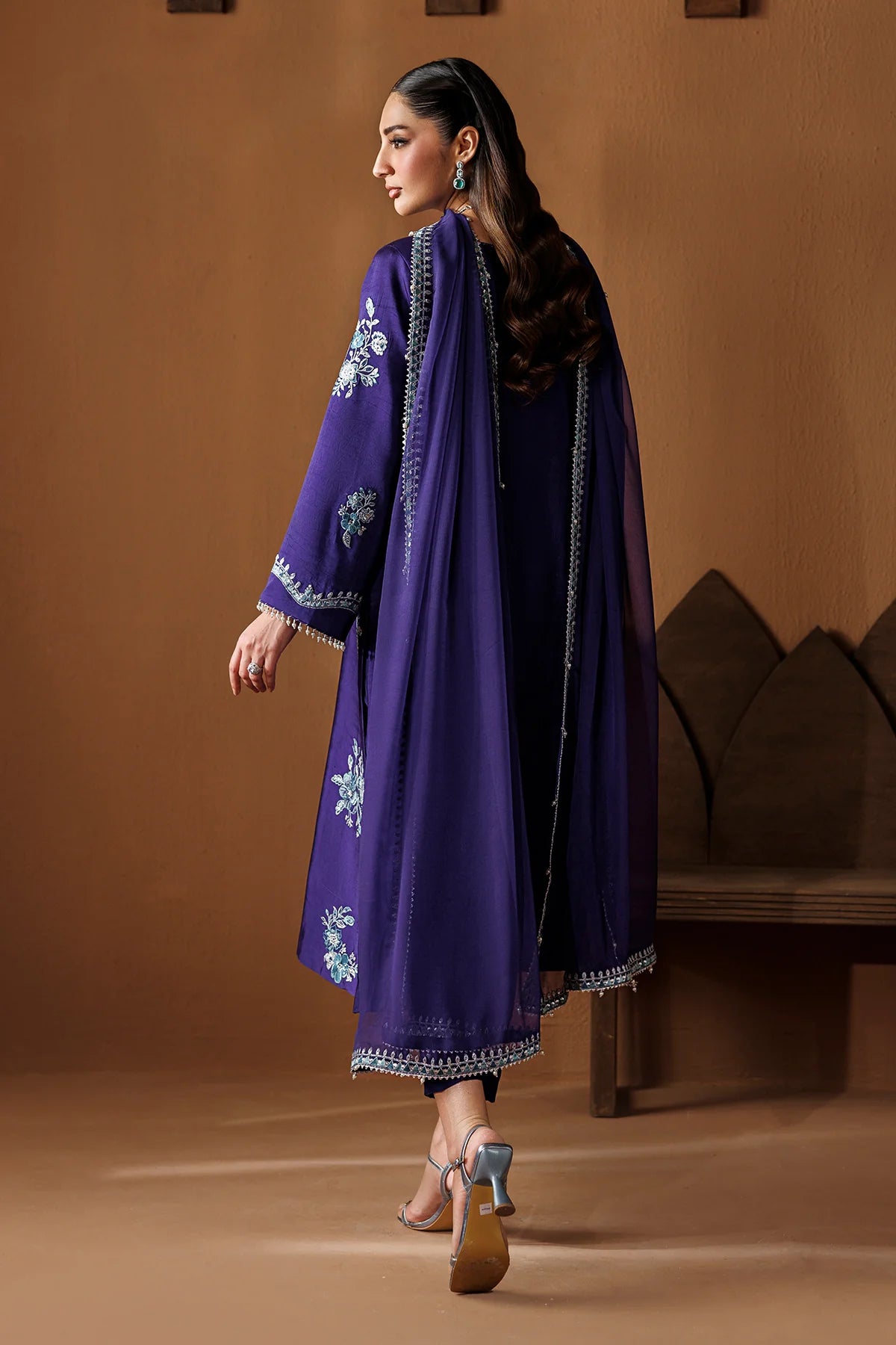 Baroque 3Pc Embroidered Silk Suit PR-1284 gulbuy.com