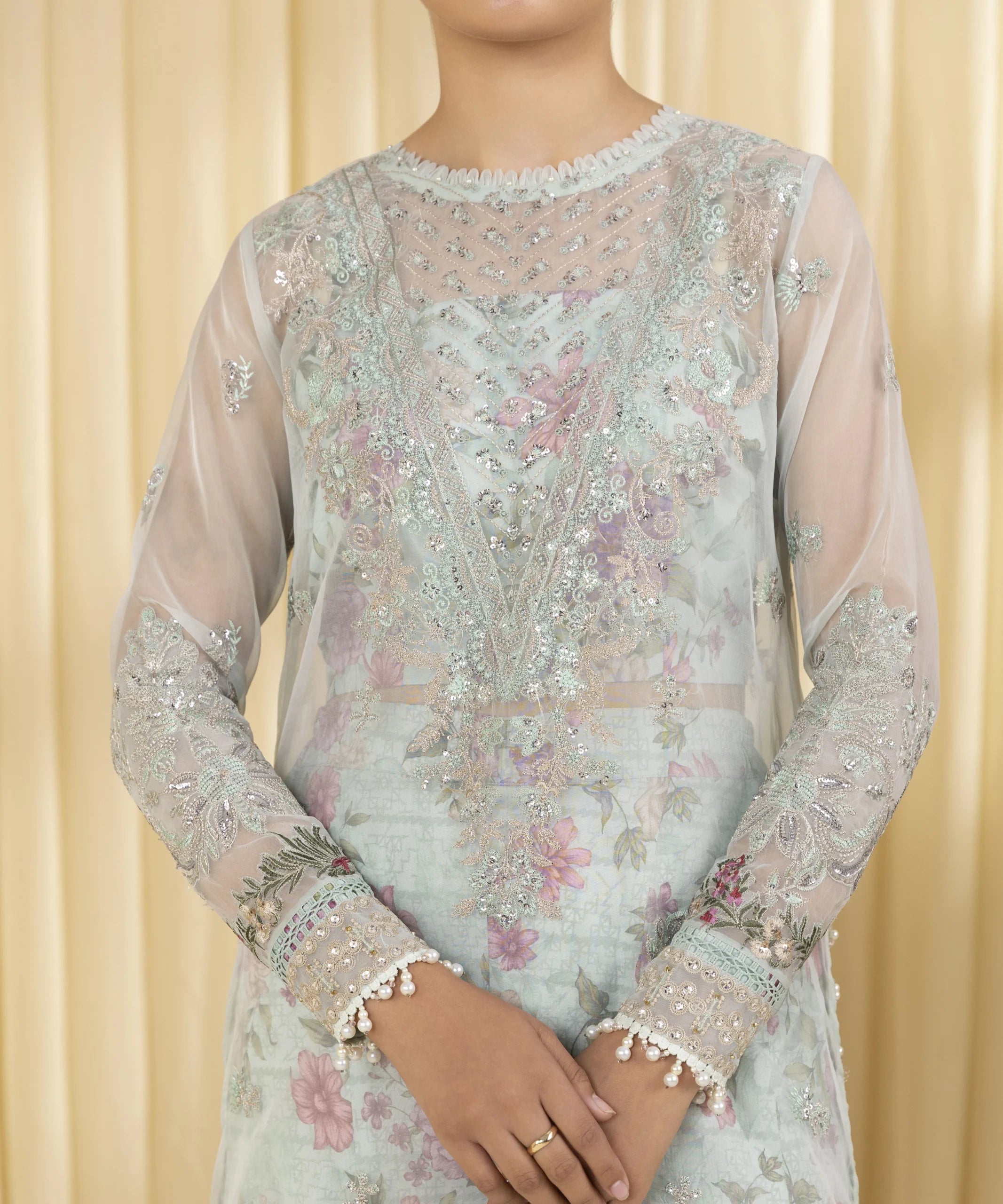 Sapphire 3Pc Embroidered Organza Suit 0U3FEHE25V35 gulbuy.com