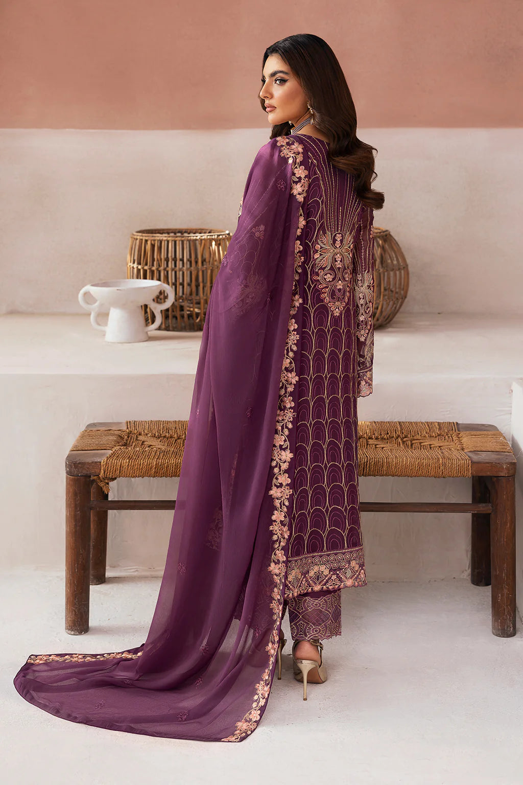 Ramsha 3Pc Embroidered Chiffon Suit U-110 gulbuy.com