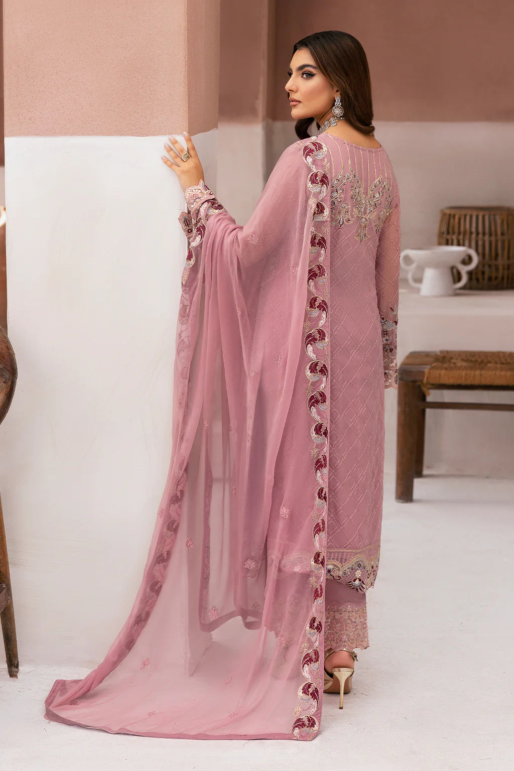 Ramsha 3Pc Embroidered Chiffon Suit U-109 gulbuy.com