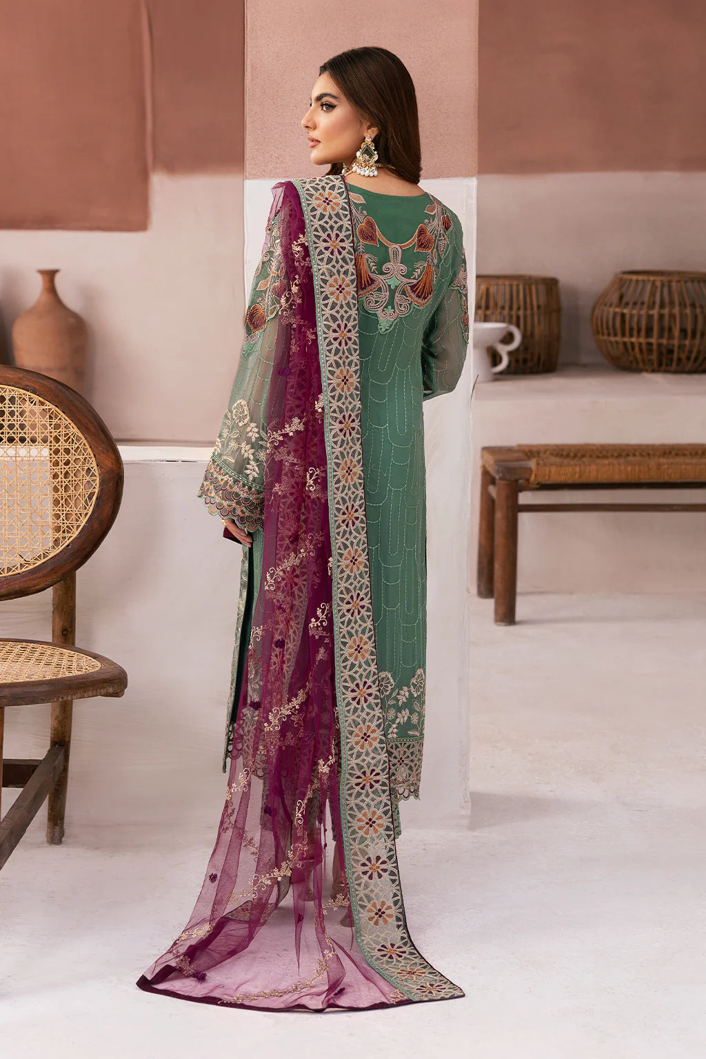 Ramsha 3Pc Embroidered Chiffon Suit U-103 gulbuy.com