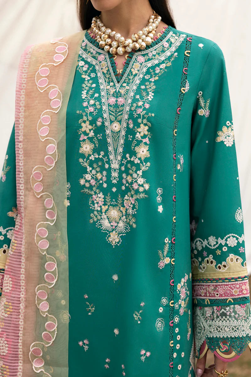 Qalamkar 3Pc Embroidered Lawn Suit DC-08 Elida gulbuy.com