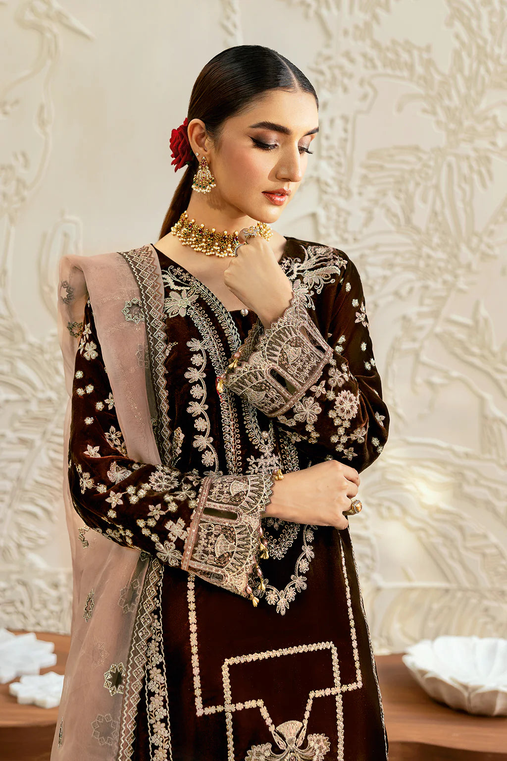 Ramsha 3Pc Embroidered Velvet Suit V-606 gulbuy.com