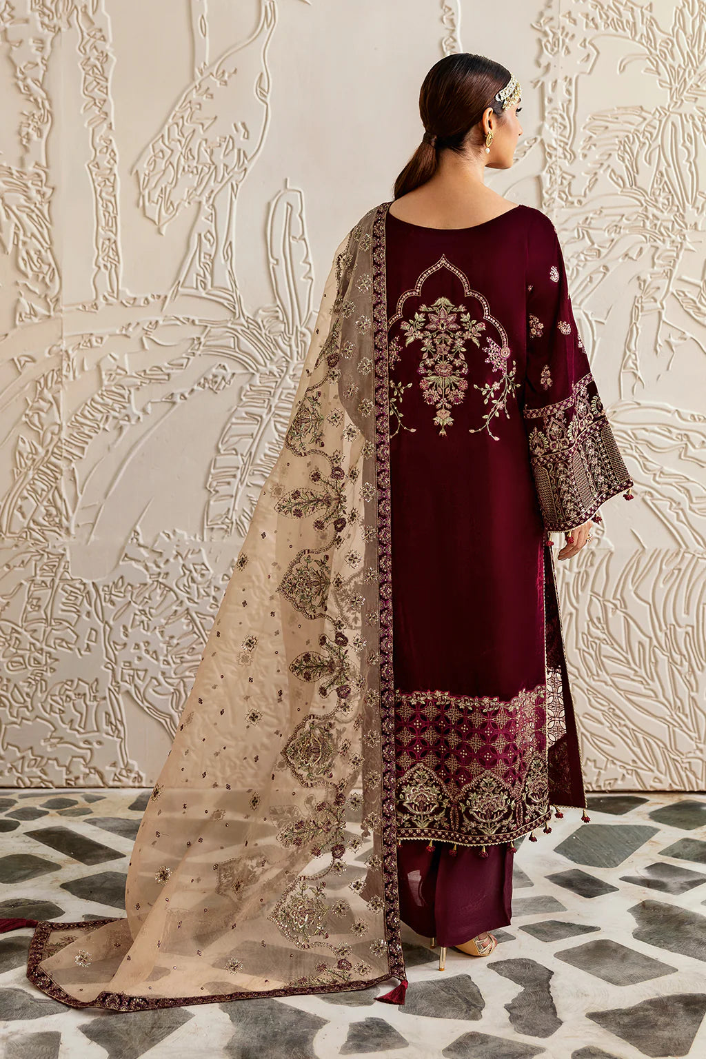 Ramsha 3Pc Embroidered Velvet Suit V-601 gulbuy.com