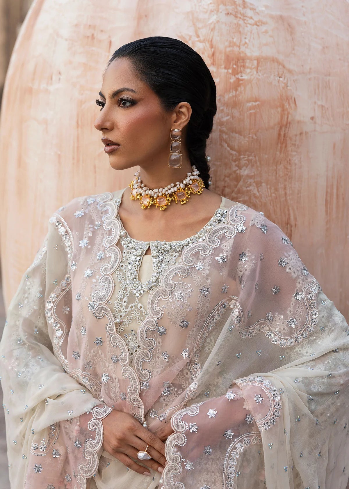 Sardinia 3Pc Embroidered Chiffon Suit Zohra gulbuy.com