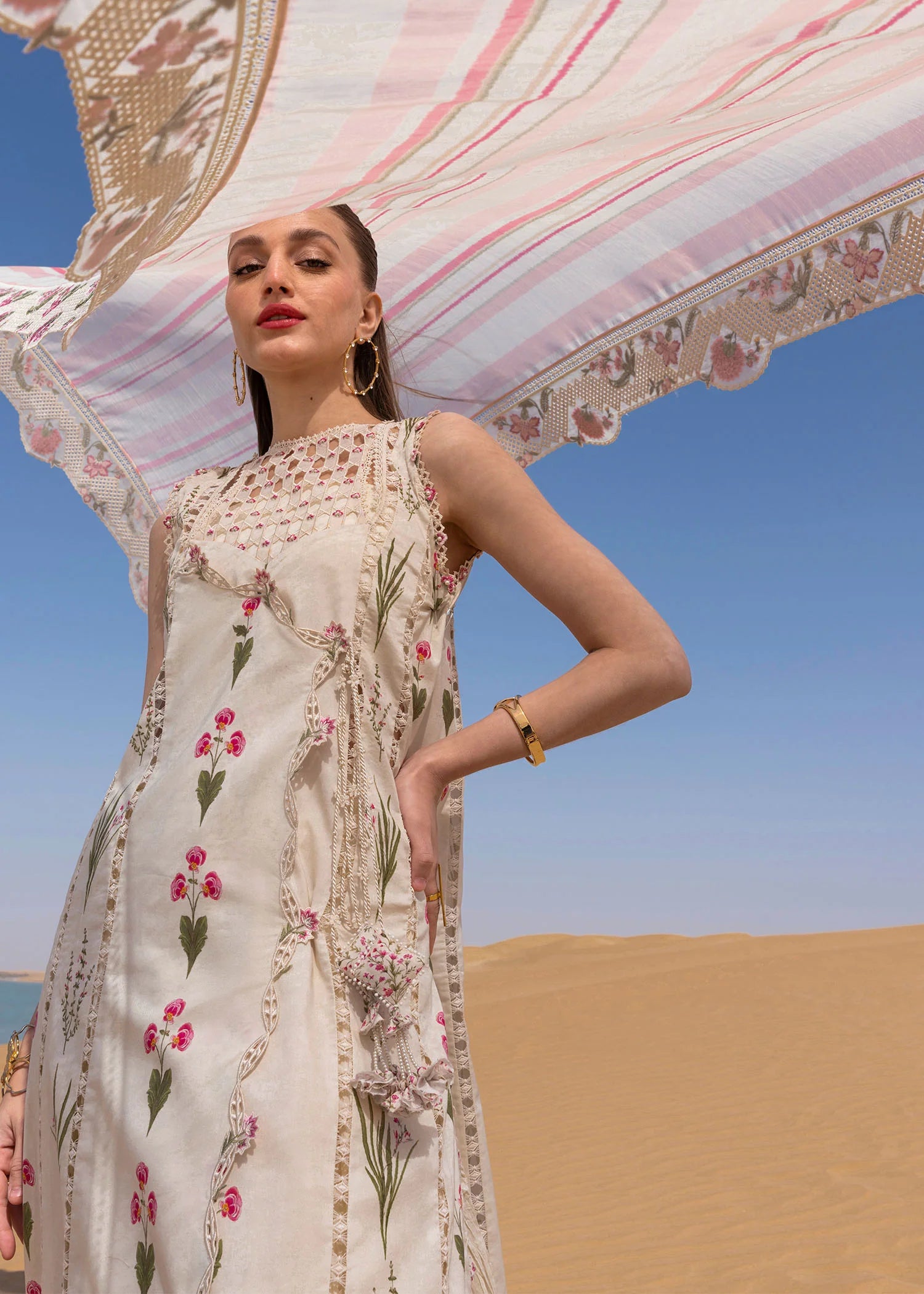 Crimson 3Pc Embroidered Lawn Suit Once Upon A Flower-D9 B gulbuy.com
