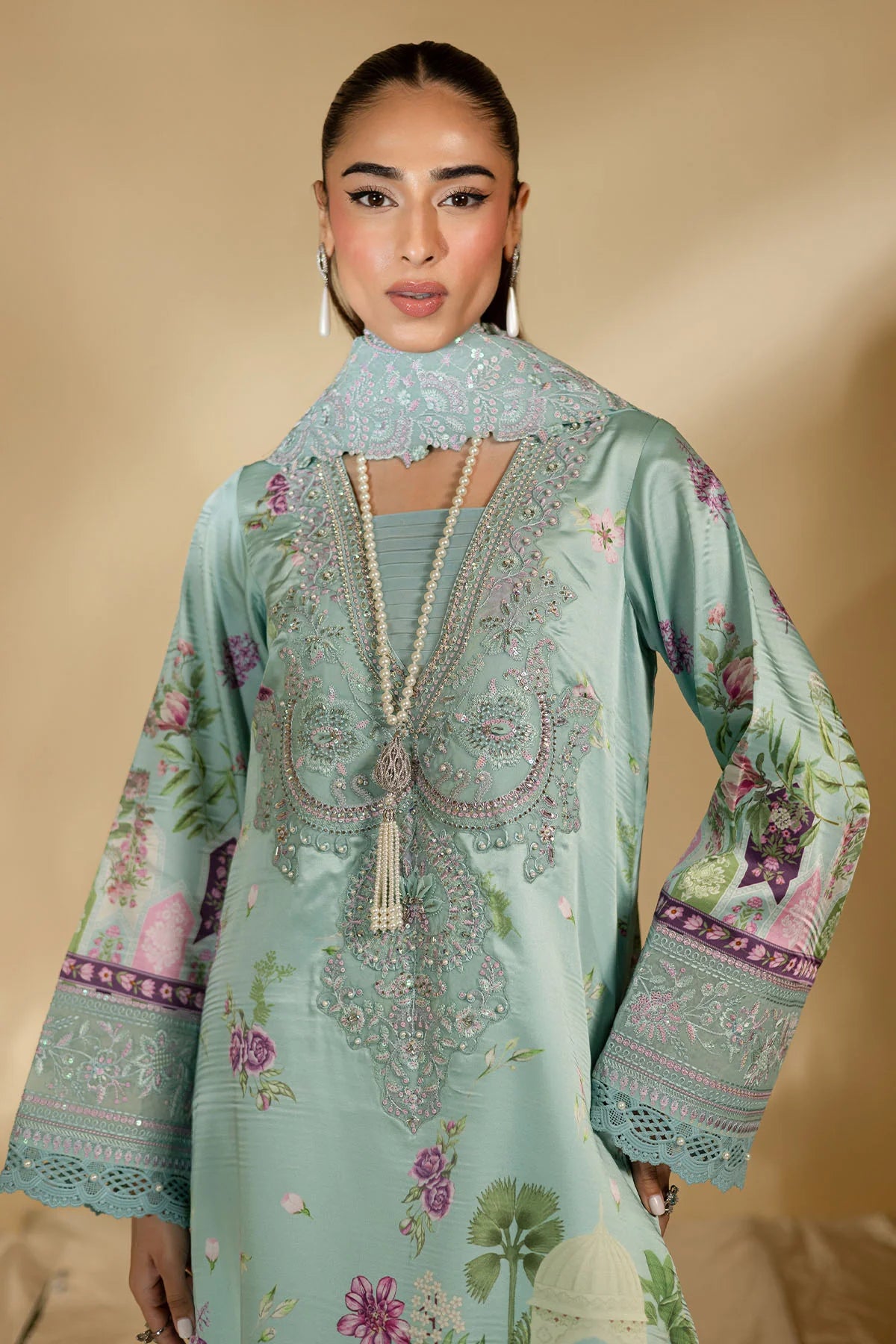Nureh 3Pc Embroidered Silk Suit S-21 gulbuy.com