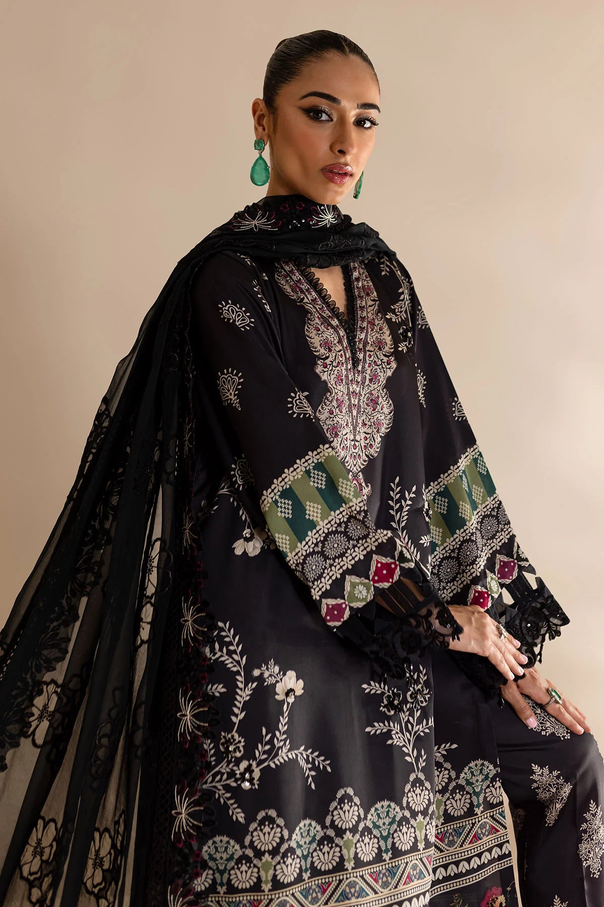 Nureh 3Pc Embroidered Silk Suit S-17 gulbuy.com