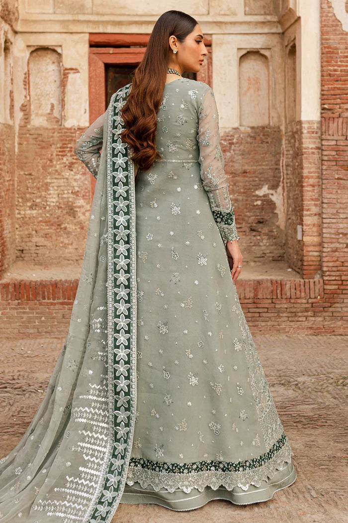 Farasha 3Pc Embroidered Chiffon Suit Grey Veil gulbuy.com