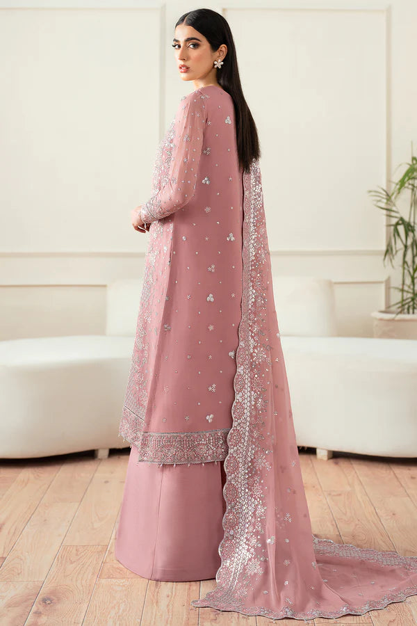 Farasha 3Pc Embroidered Chiffon Suit Mauve Light gulbuy.com
