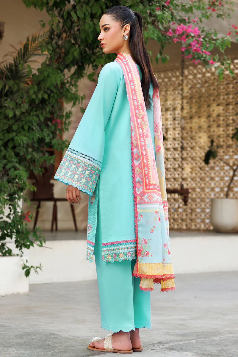 Farasha 3Pc Embroidered Lawn Suit Ocean Veil gulbuy.com