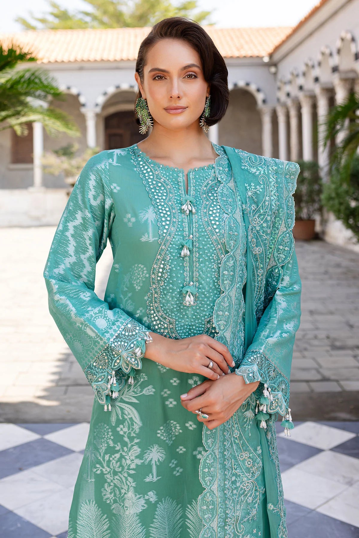 Nureh 3Pc Embroidered Jacquard Lawn Suit NE-157 gulbuy.com