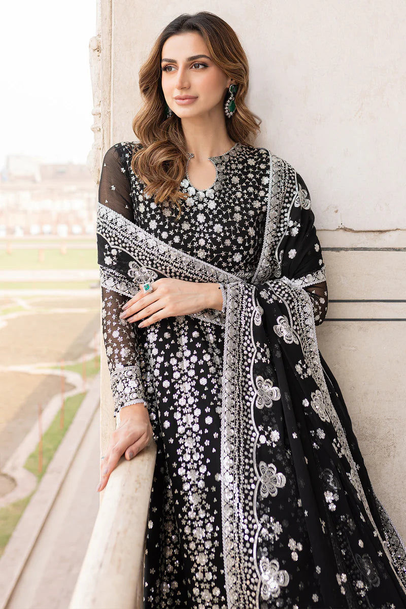 Farasha 3Pc Embroidered Chiffon Suit Midnight Orchid gulbuy.com