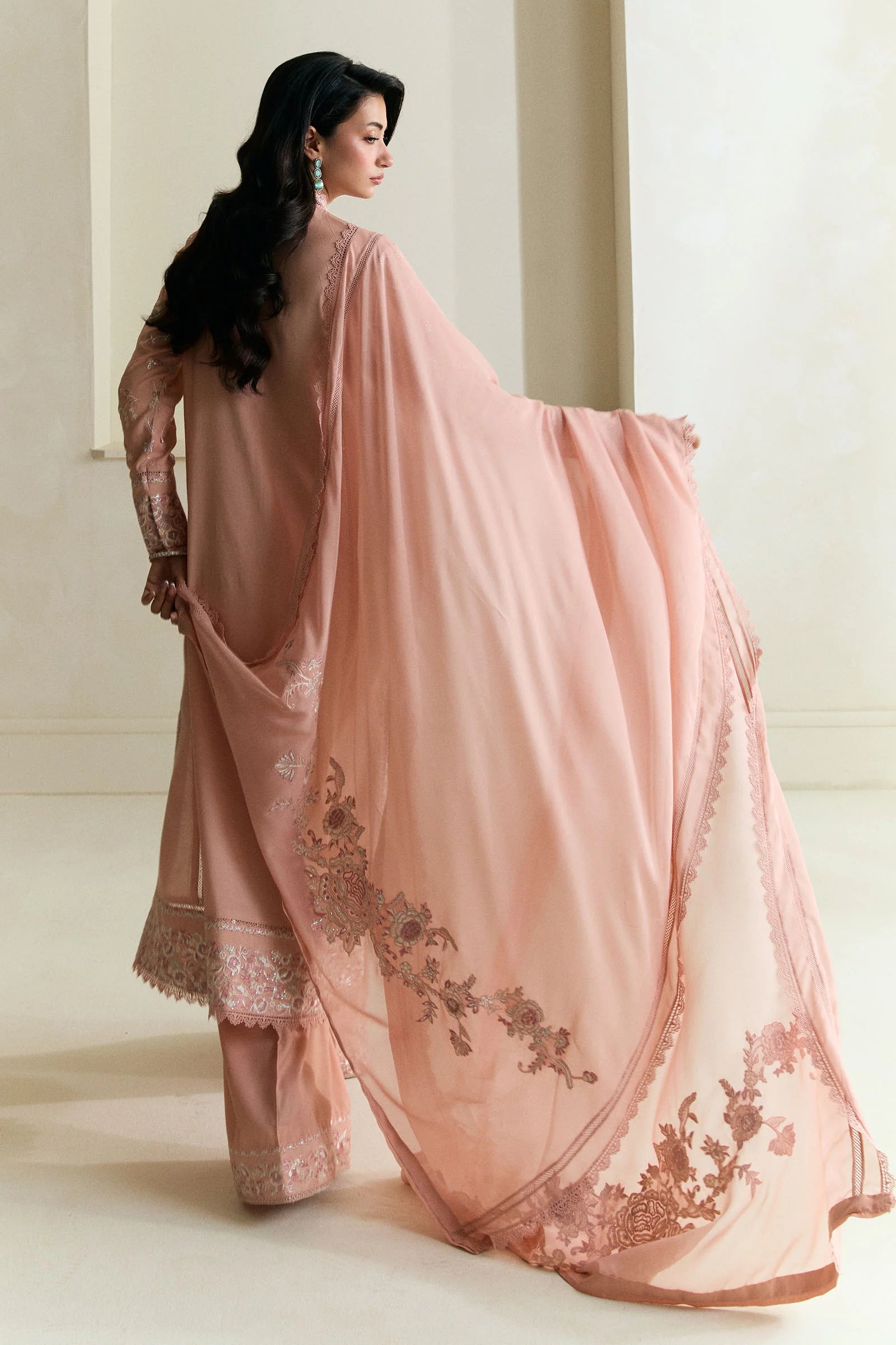 Zara Shahjahan 3Pc Embroidered Raw Silk Suit ZR25F0539 gulbuy.com